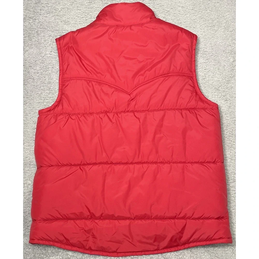 True Religion World Tour Red Snap Button On‎ Puffer Vest W/ Pockets Men's XL
